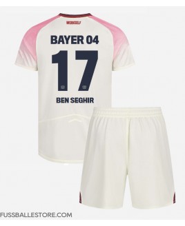 Günstige Bayer Leverkusen Eliesse Ben Seghir #17 Auswärts Trikotsatzt Kinder 2025-26 Kurzarm (+ Kurze Hosen)